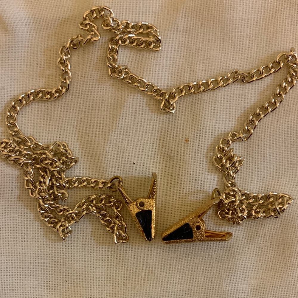 Vintage Gold Tone Sweater Clip Cardigan Guard Chain